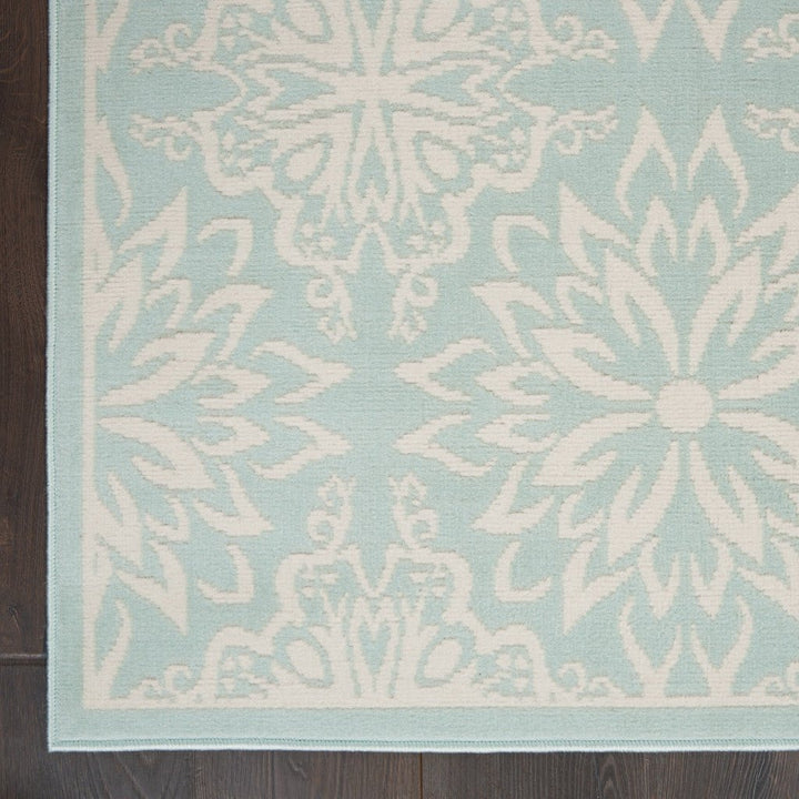 6 X 9 Aqua Floral Power Loom Area Rug Image 3