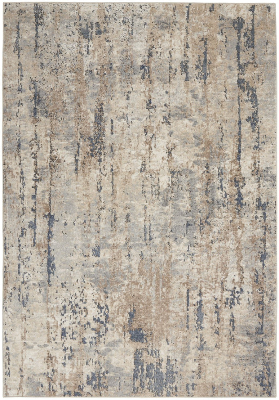 6 x 9 Beige Abstract Power Loom Area Rug Image 1