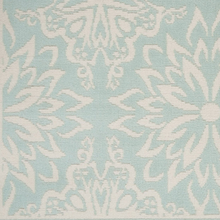 6 X 9 Aqua Floral Power Loom Area Rug Image 10