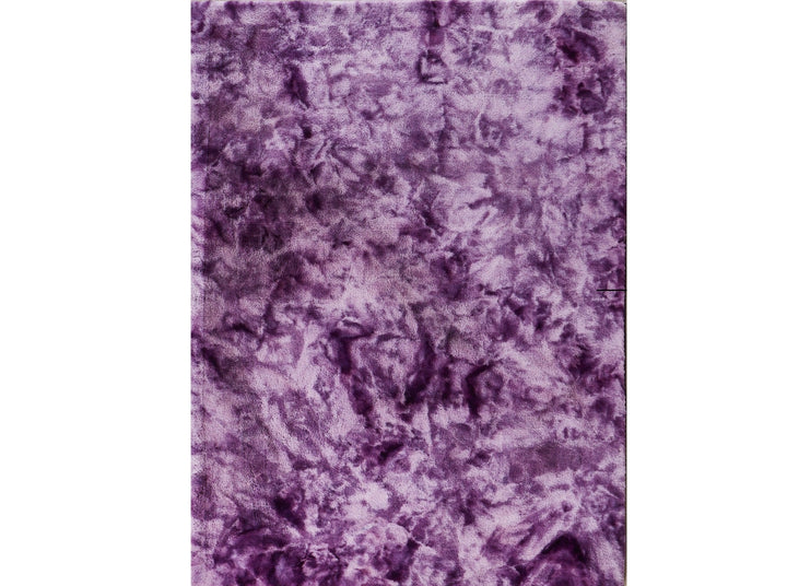 5 x 8 Purple and Ivory Faux faux Shag Non Skid Area Rug Image 1