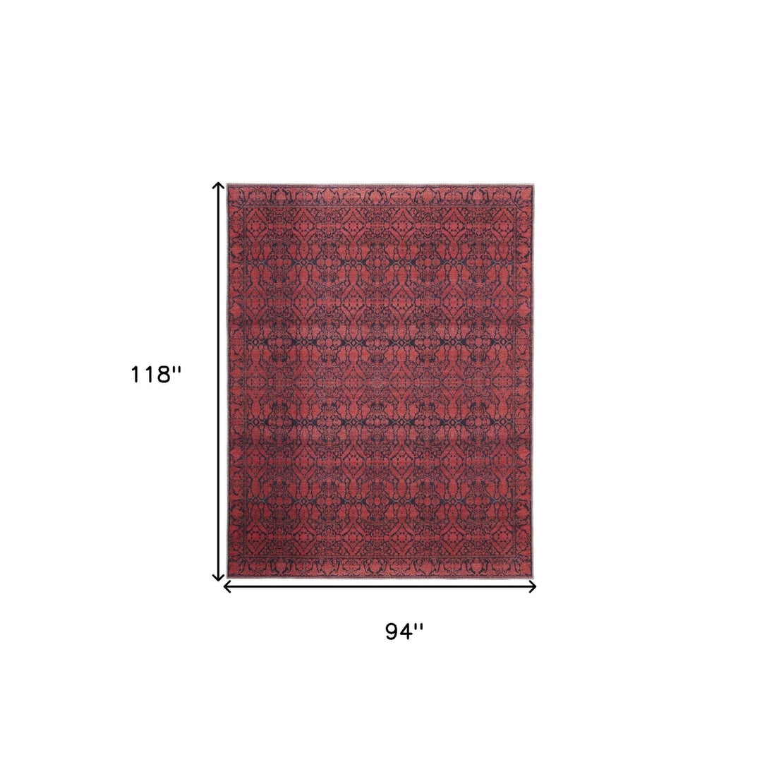 5 X 8 Red And Black Floral Power Loom Area Rug Image 3