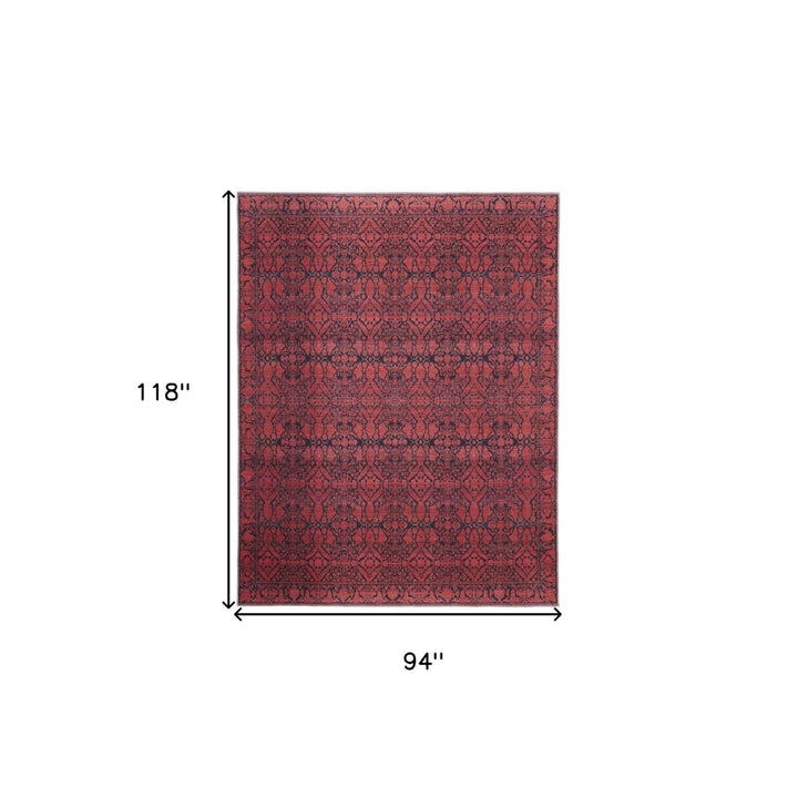 5 X 8 Red And Black Floral Power Loom Area Rug Image 3