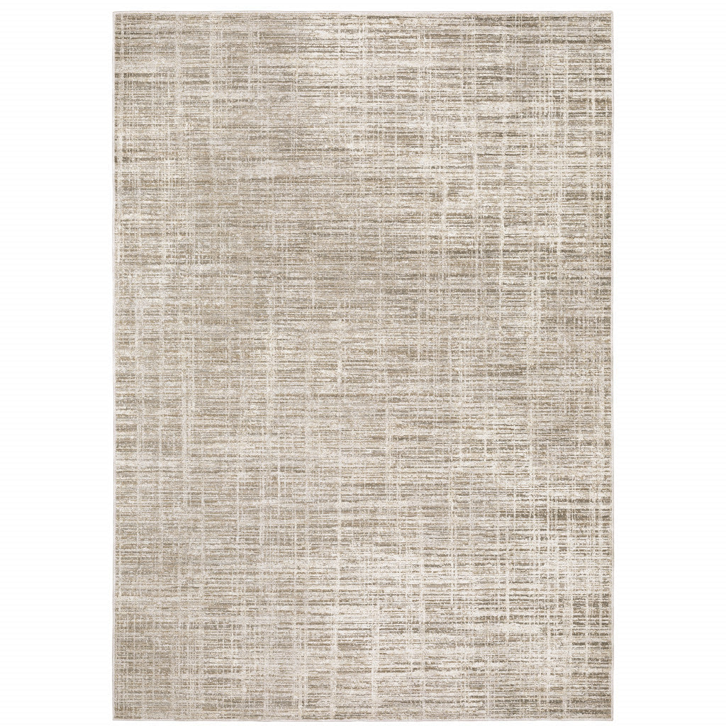 6 X 9 Beige Grey Ivory Tan And Brown Abstract Power Loom Stain Resistant Area Rug Image 1