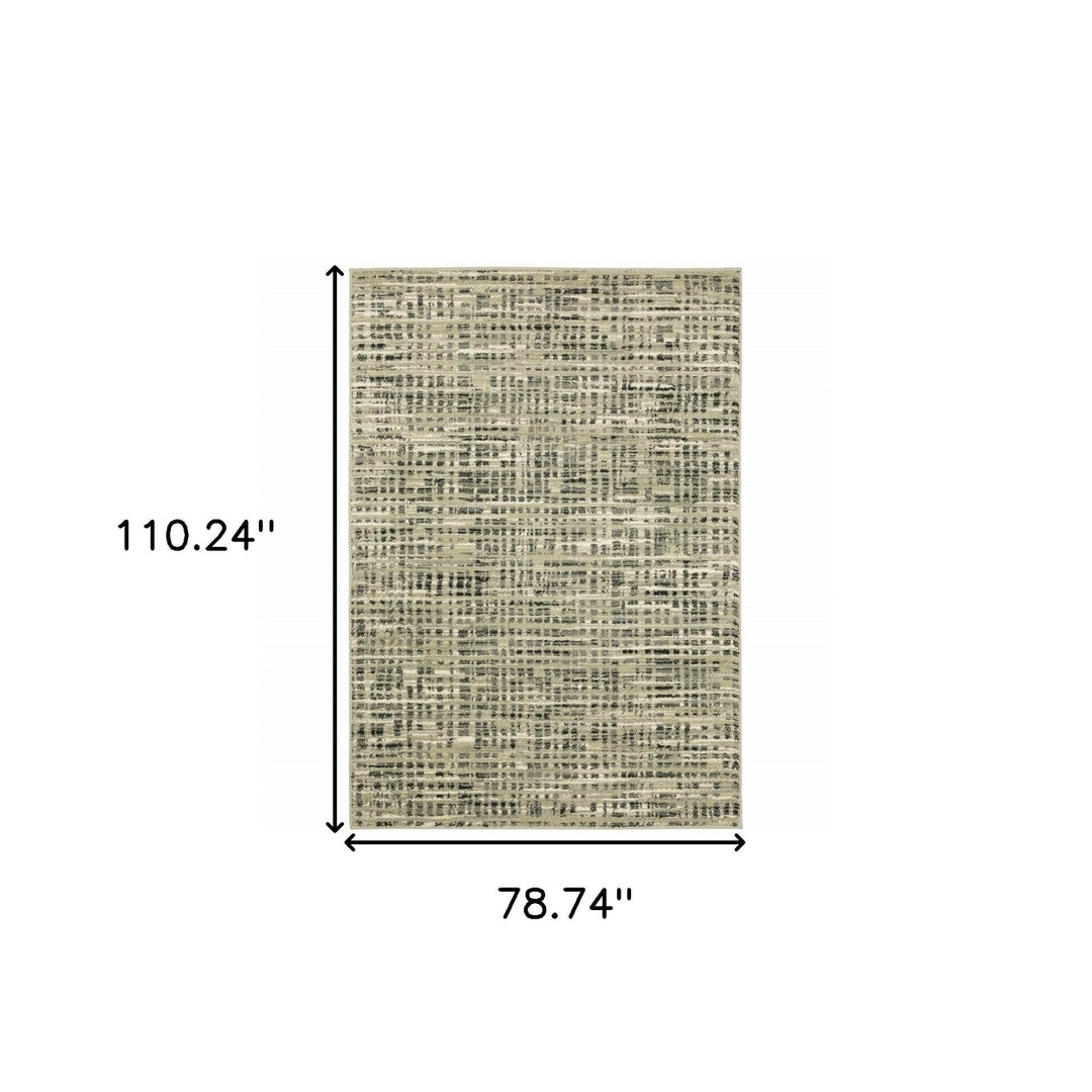 6 X 9 Beige Grey Ivory And Sage Blue Geometric Power Loom Stain Resistant Area Rug Image 9