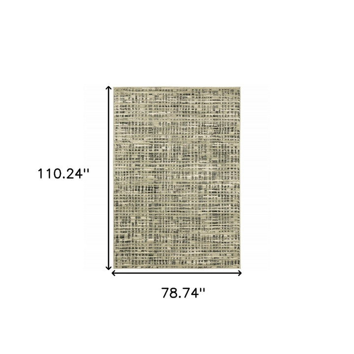 6 X 9 Beige Grey Ivory And Sage Blue Geometric Power Loom Stain Resistant Area Rug Image 9