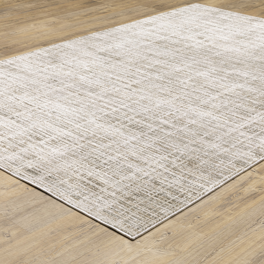 6 X 9 Beige Grey Ivory Tan And Brown Abstract Power Loom Stain Resistant Area Rug Image 6