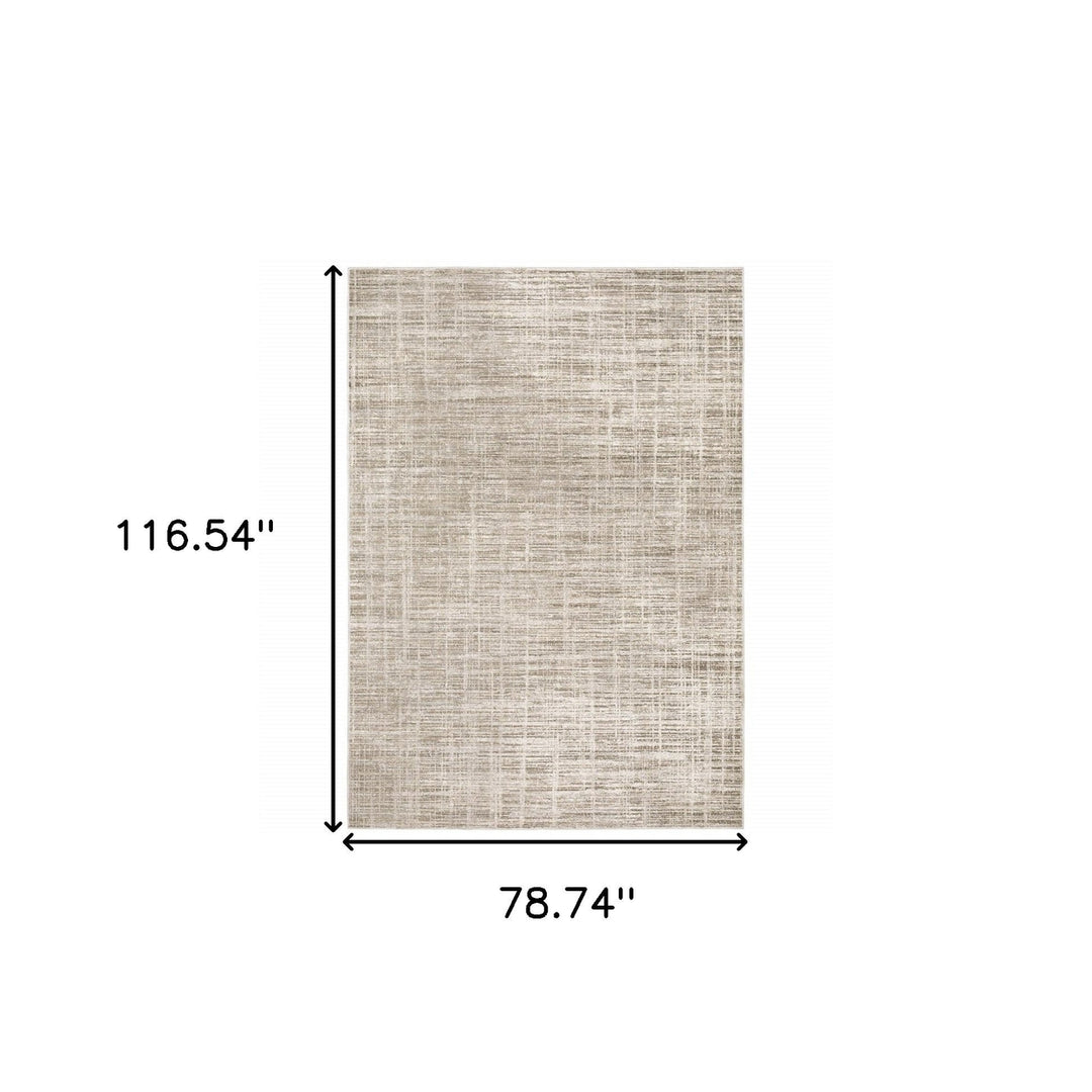 6 X 9 Beige Grey Ivory Tan And Brown Abstract Power Loom Stain Resistant Area Rug Image 10