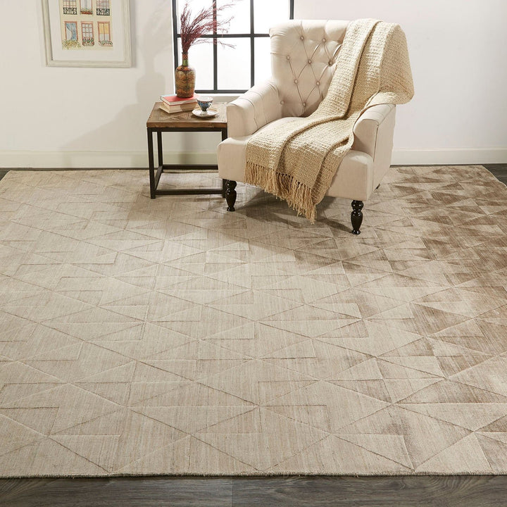 8 X 10 Gray Ivory And Silver Geometric Hand Woven Area Rug Image 5