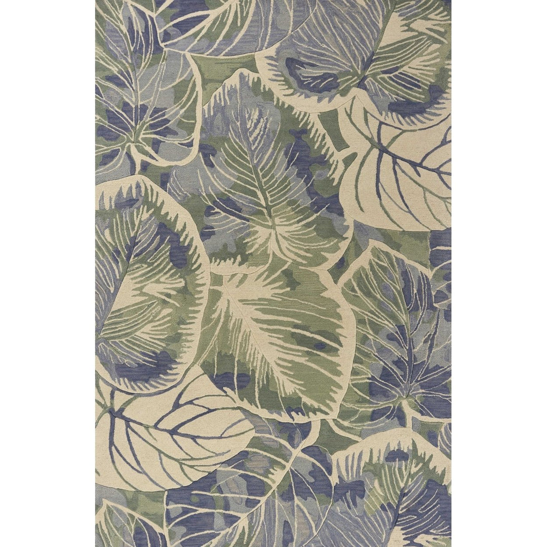 5X8 Blue Green Hand Tufted Caladium Indoor Area Rug Image 1