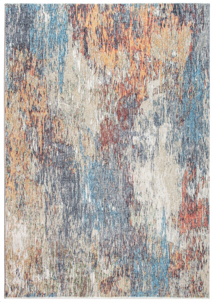 6 x 9 Blue and Beige Abstract Area Rug Image 2