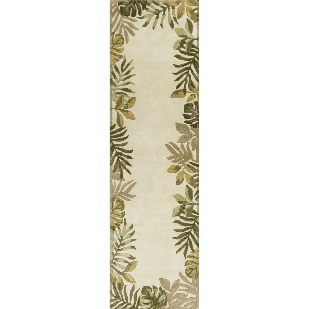 5X8 Ivory Hand Tufted Bordered Tropical Leaves Indoor Area Rug Image 8