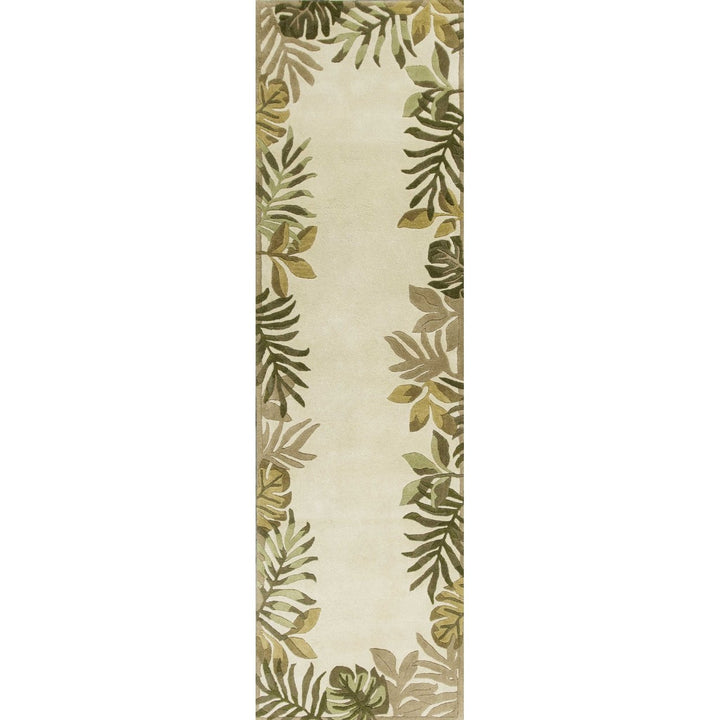 5X8 Ivory Hand Tufted Bordered Tropical Leaves Indoor Area Rug Image 8