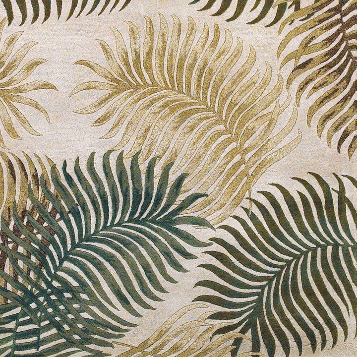 5X8 Natural Beige Hand Tufted Tropical Leaves Indoor Area Rug Image 4