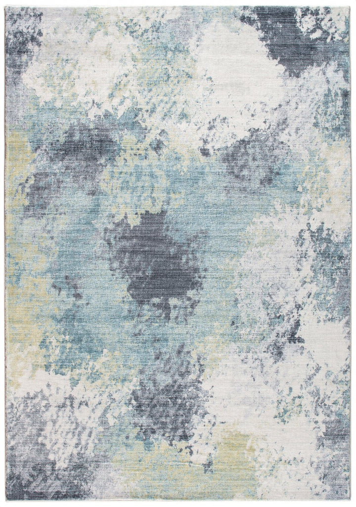 6 x 9 Blue and Ivory Abstract Area Rug Image 2