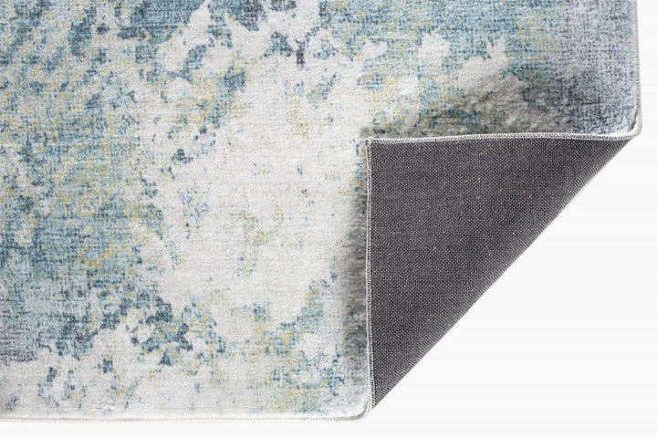 6 x 9 Blue and Ivory Abstract Area Rug Image 3