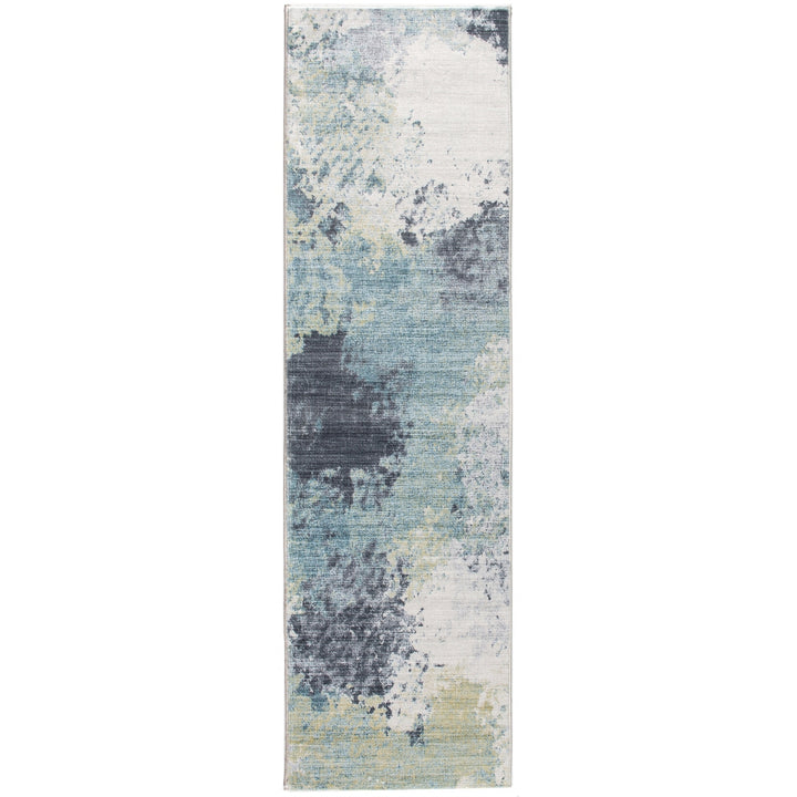 6 x 9 Blue and Ivory Abstract Area Rug Image 6