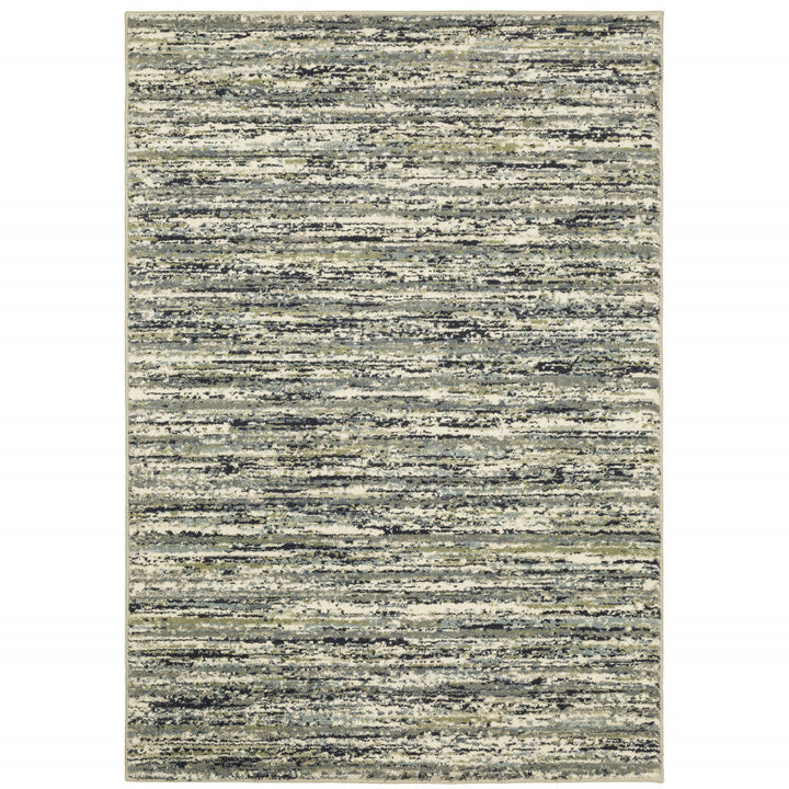 6 X 9 Blue Green Light Blue Grey And Ivory Abstract Power Loom Stain Resistant Area Rug Image 1