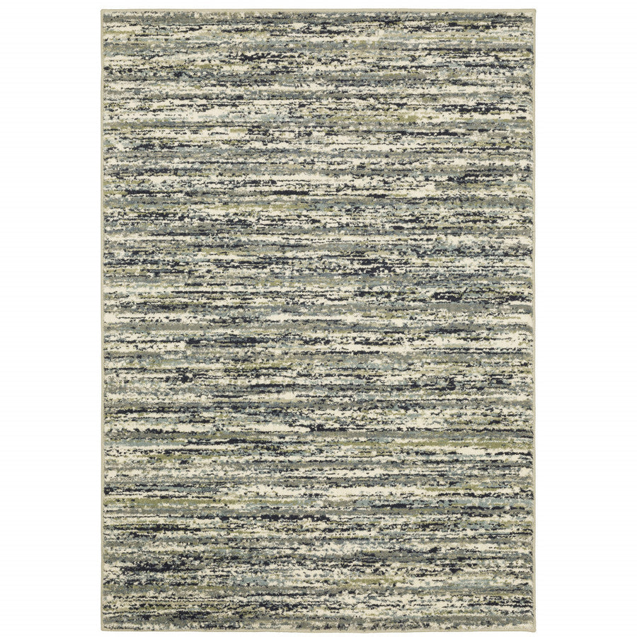 6 X 9 Blue Green Light Blue Grey And Ivory Abstract Power Loom Stain Resistant Area Rug Image 1