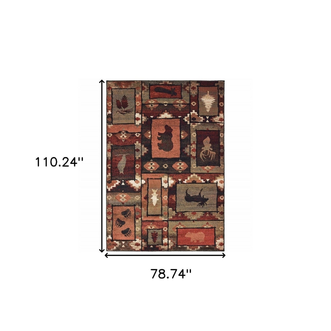 6 X 9 Brown Rust Berry Sage Green Gold And Ivory Southwestern Power Loom Stain Resistant Area Rug Image 5