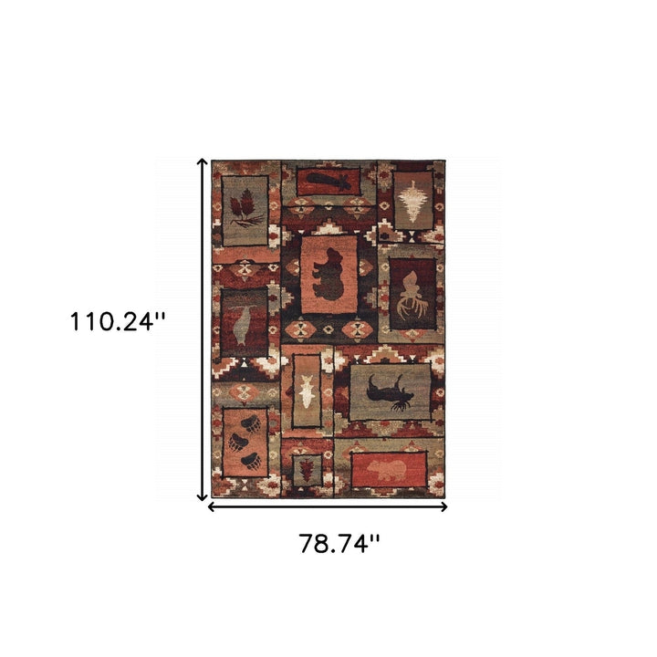 6 X 9 Brown Rust Berry Sage Green Gold And Ivory Southwestern Power Loom Stain Resistant Area Rug Image 5