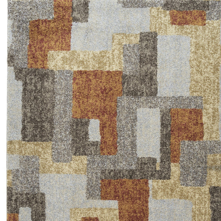 5 X 8 Grey And Brown Geometric Area Rug Image 6