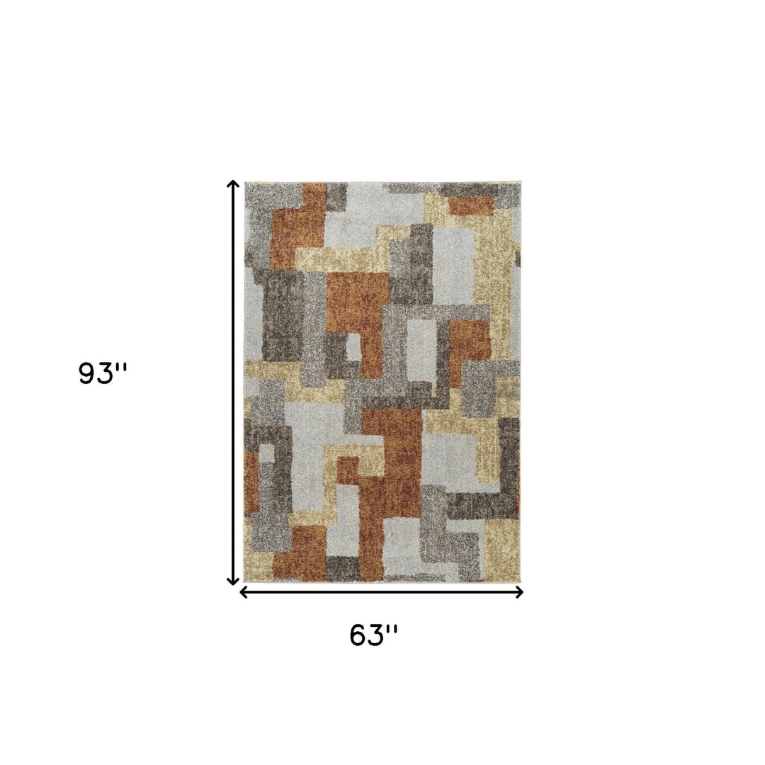 5 X 8 Grey And Brown Geometric Area Rug Image 10