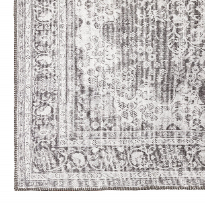 5 X 8 Grey Oriental Power Loom Stain Resistant Area Rug Image 3