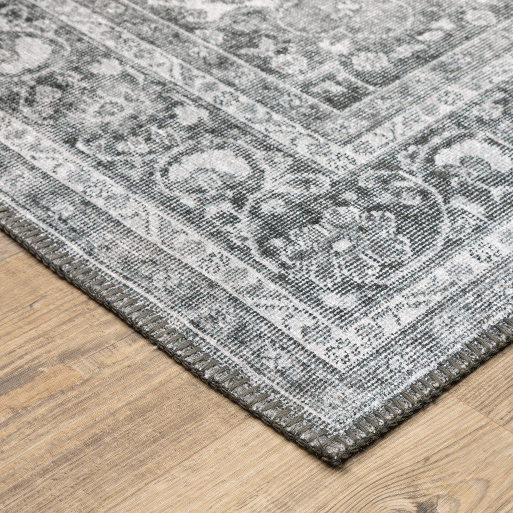 5 X 8 Grey Oriental Power Loom Stain Resistant Area Rug Image 5