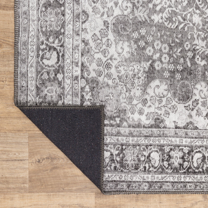 5 X 8 Grey Oriental Power Loom Stain Resistant Area Rug Image 8