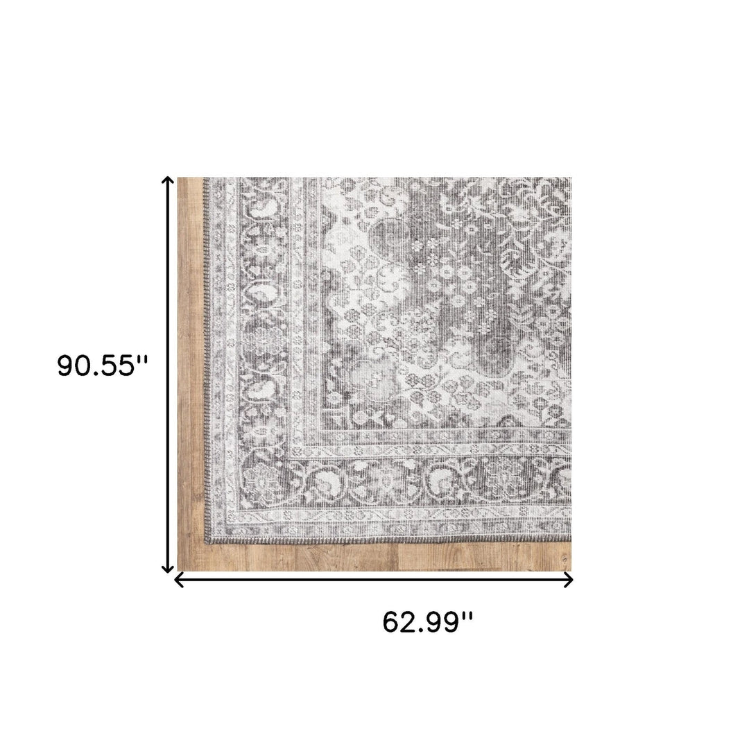 5 X 8 Grey Oriental Power Loom Stain Resistant Area Rug Image 9