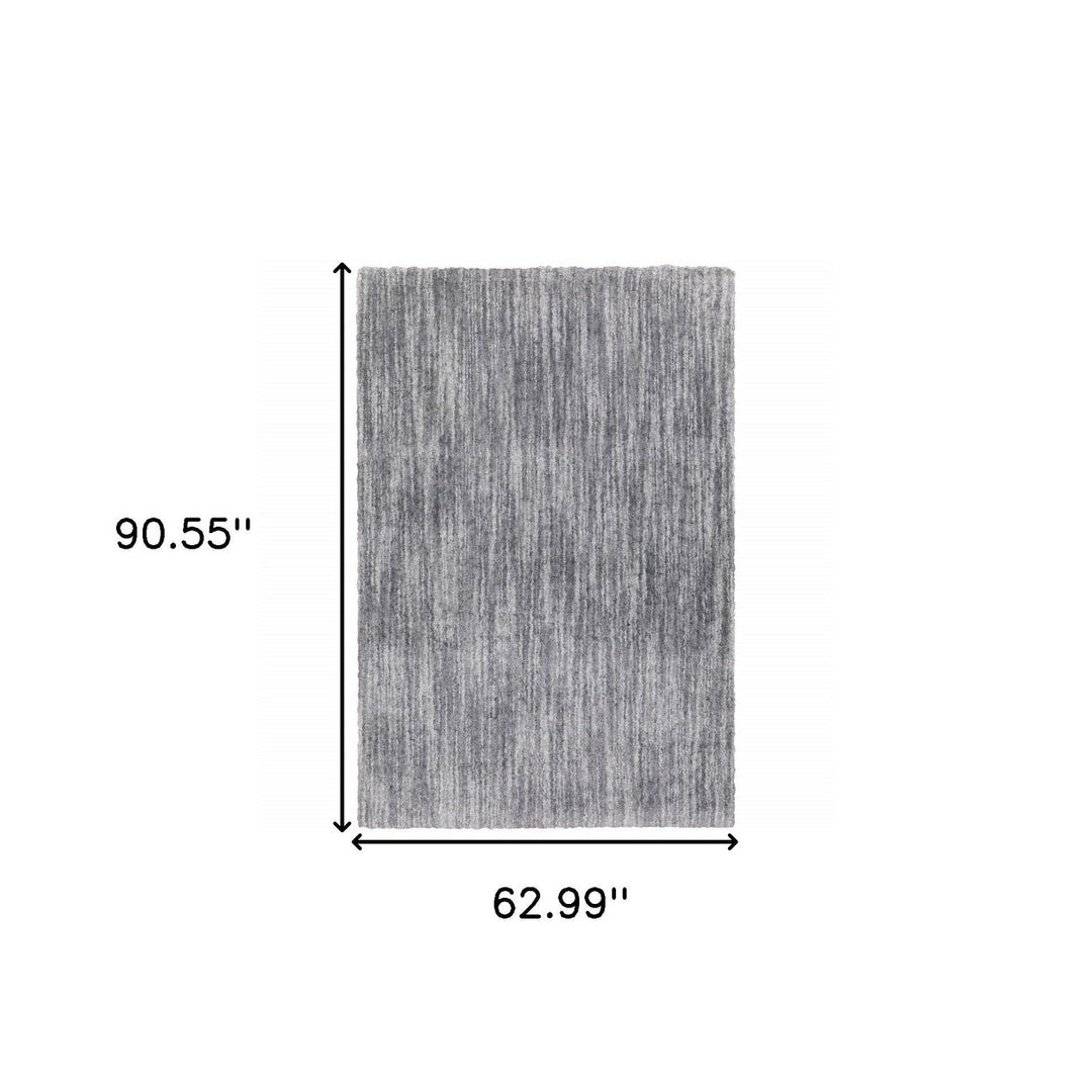 5 X 8 Grey Shag Power Loom Stain Resistant Area Rug Image 3