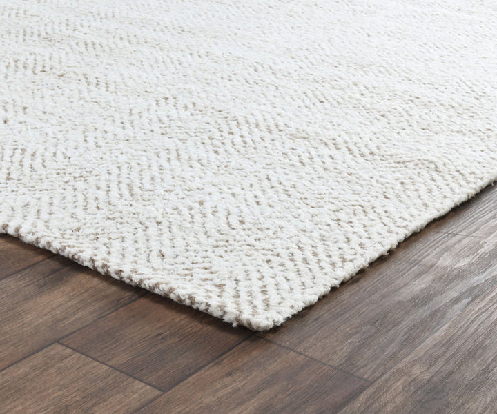 5 x 8 Natural and Ivory Chevron Hand Woven Area Rug Image 2