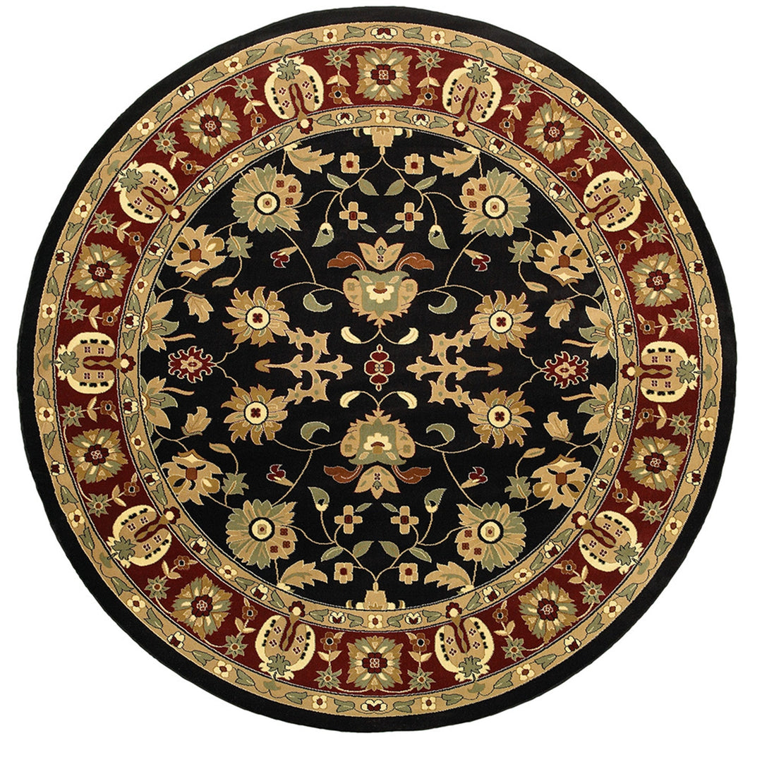 6 Black and Red Round Floral Area Rug Image 2