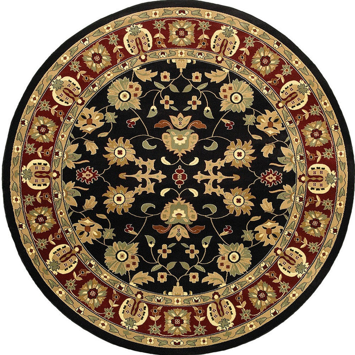 6 Black and Red Round Floral Area Rug Image 4