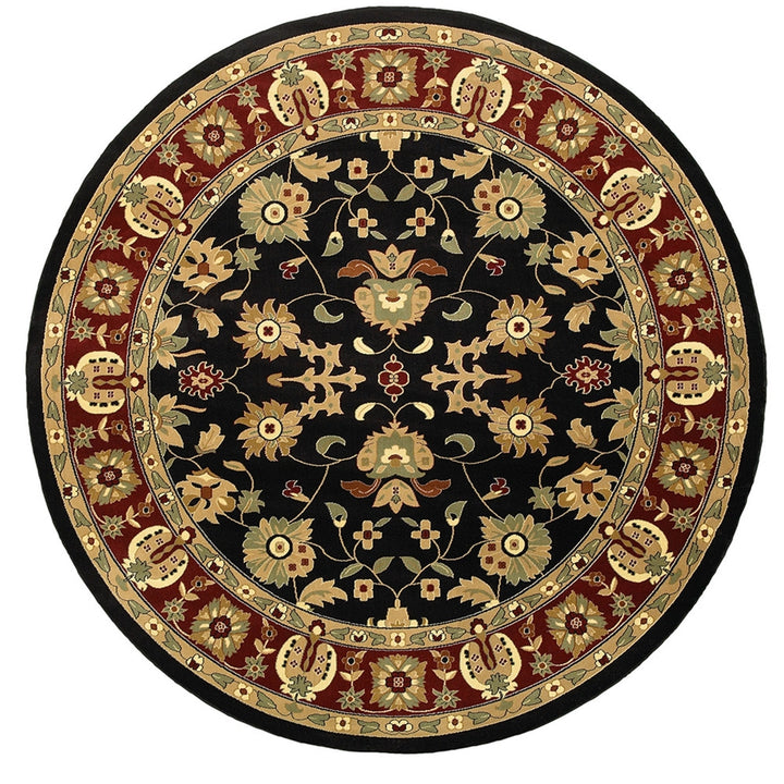 6 Black and Red Round Floral Area Rug Image 5