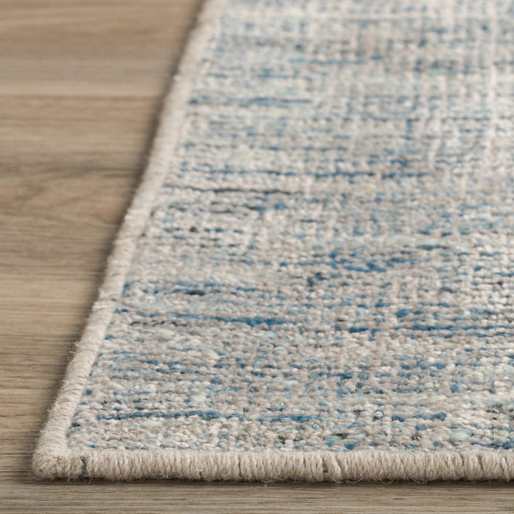 6 Blue and Ivory Octagon Wool Hand Loomed Area Rug Image 10