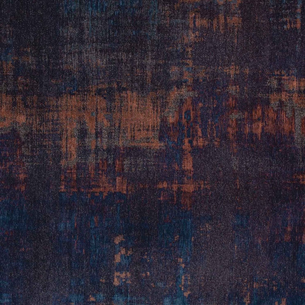 6 X 8 Blue and Brown Abstract Non Skid Area Rug Image 5