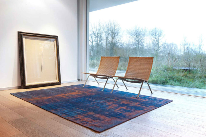 6 X 8 Blue and Brown Abstract Non Skid Area Rug Image 7