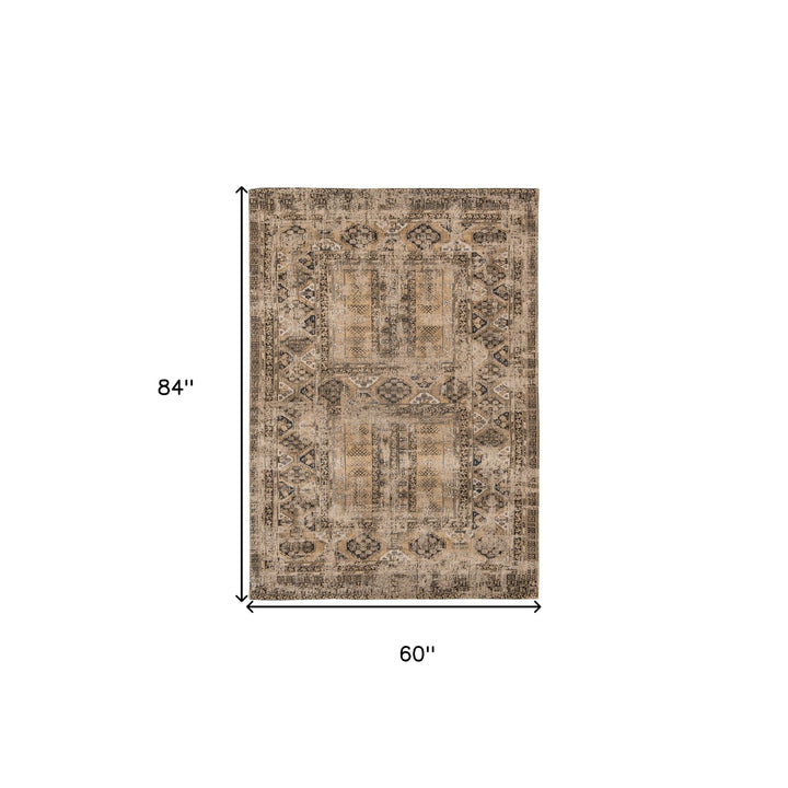 6 X 8 Brown Oriental Non Skid Area Rug Image 3