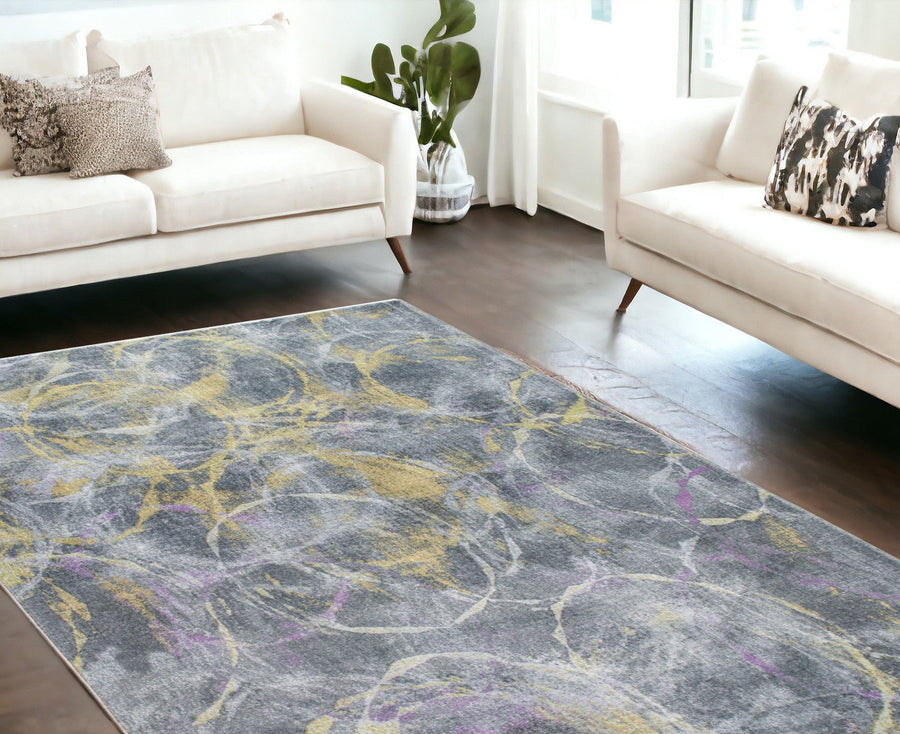 6 x 9 Gray Abstract Area Rug Image 1