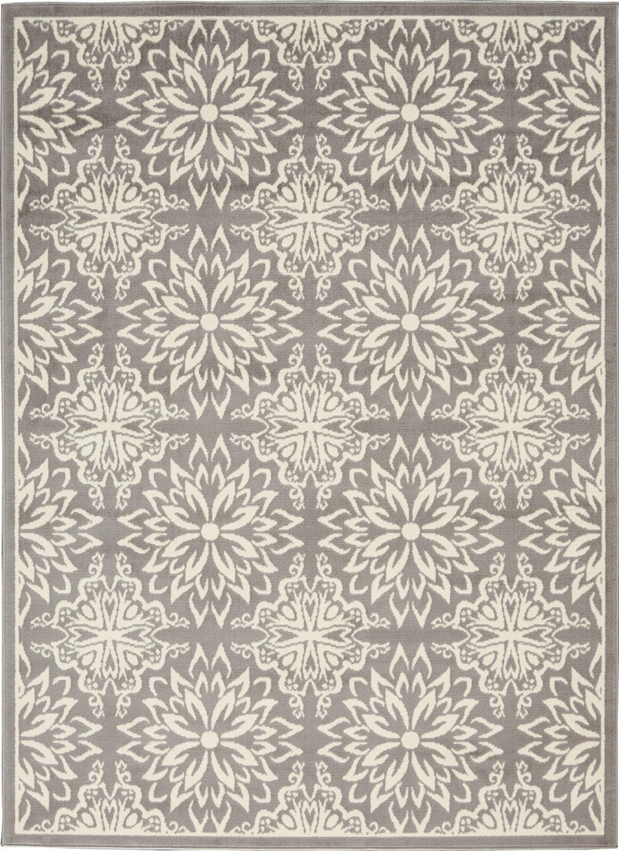 6 X 9 Gray Floral Power Loom Area Rug Image 1