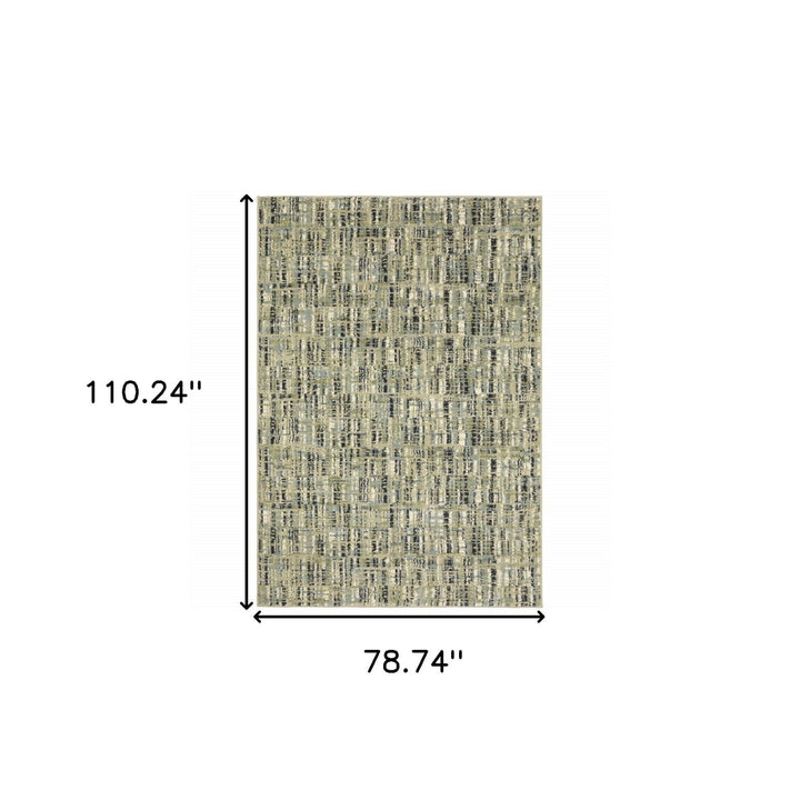 6 X 9 Green Blue Ivory Beige And Light Blue Abstract Power Loom Stain Resistant Area Rug Image 9