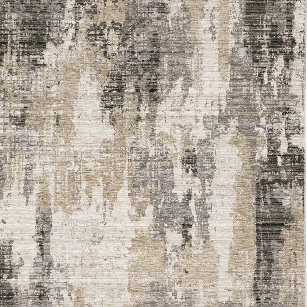 6 X 9 Grey Beige Charcoal Brown Tan And Ivory Abstract Power Loom Stain Resistant Area Rug Image 5