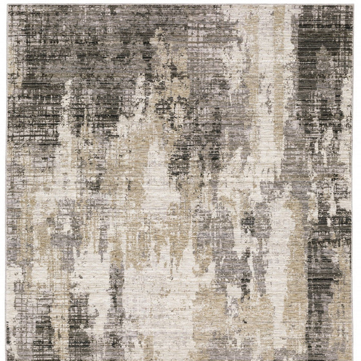 6 X 9 Grey Beige Charcoal Brown Tan And Ivory Abstract Power Loom Stain Resistant Area Rug Image 6