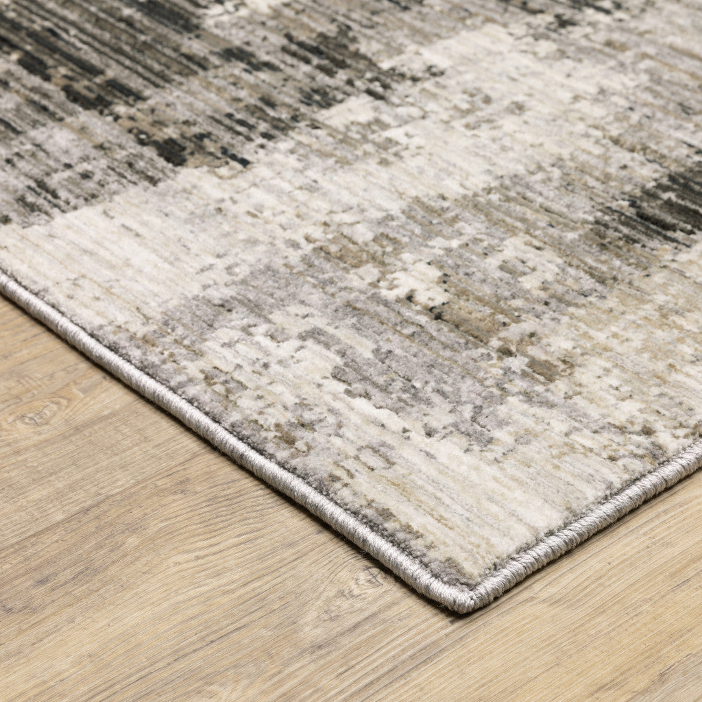 6 X 9 Grey Beige Charcoal Brown Tan And Ivory Abstract Power Loom Stain Resistant Area Rug Image 7