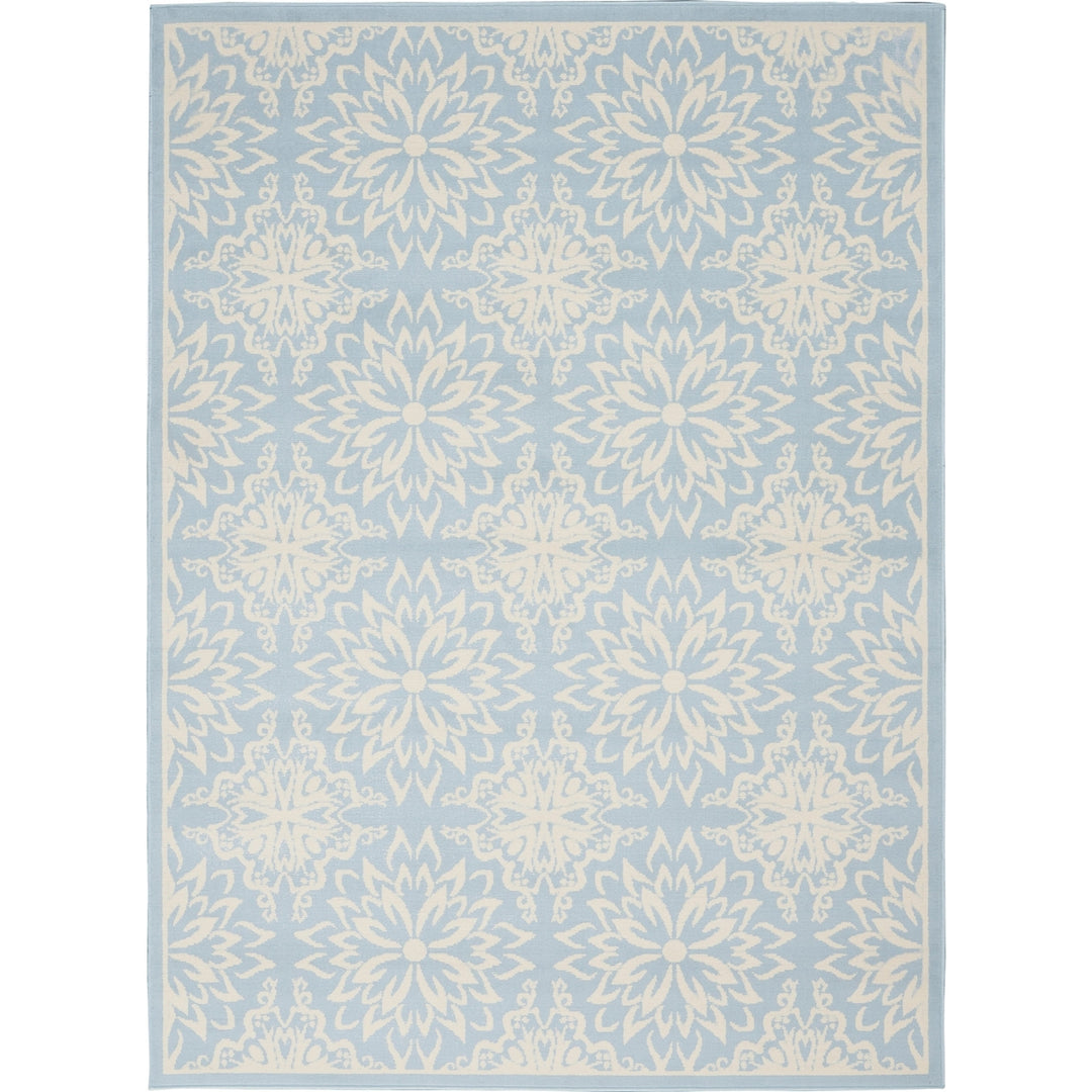 6 X 9 Light Blue Floral Power Loom Area Rug Image 1