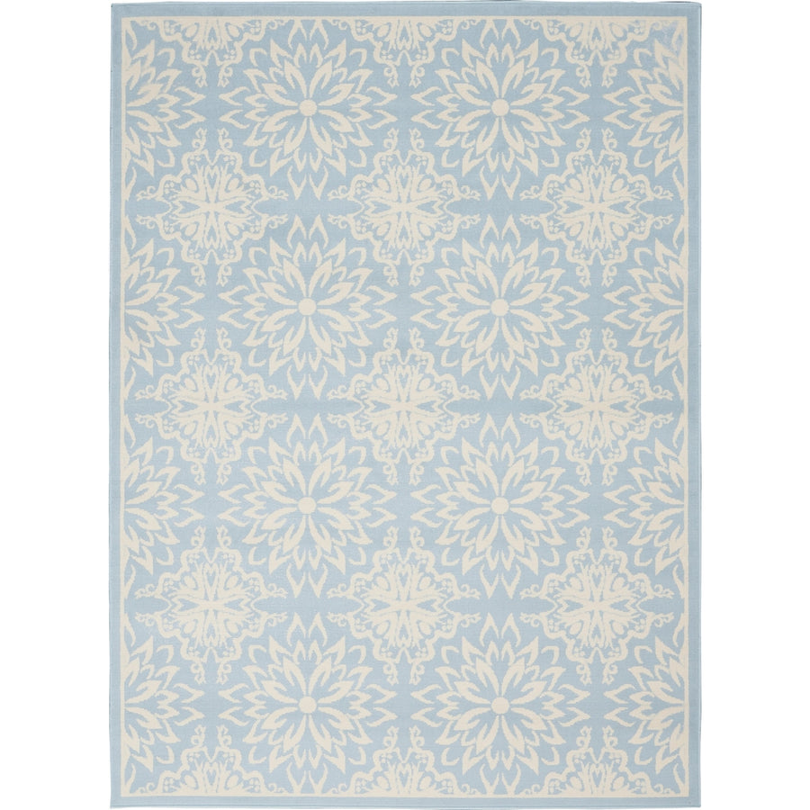 6 X 9 Light Blue Floral Power Loom Area Rug Image 1