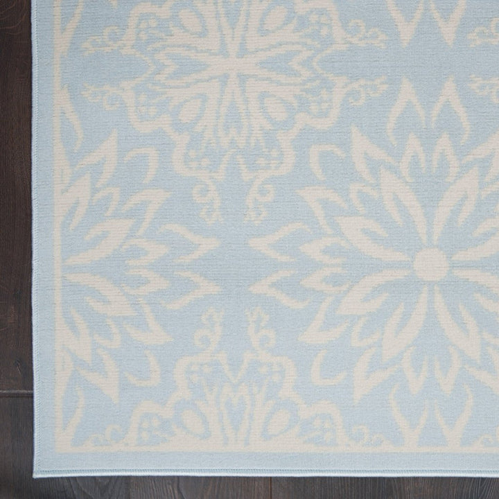 6 X 9 Light Blue Floral Power Loom Area Rug Image 3