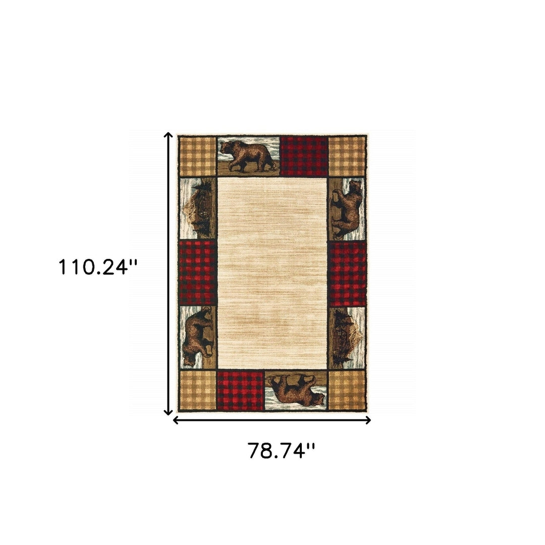 6 X 9 Ivory Southwestern Power Loom Stain Resistant Area Rug Image 4