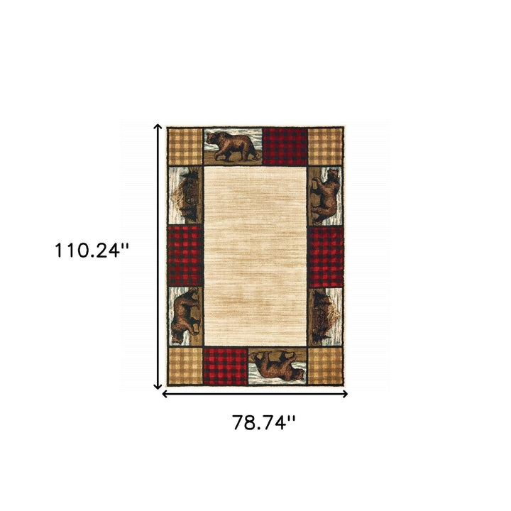 6 X 9 Ivory Southwestern Power Loom Stain Resistant Area Rug Image 4